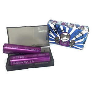 Efest 18650 IMR 2500mAh 35A 3.7V LiMN Battery - Purple Flat Top (2 pack+case)